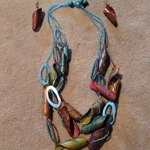 Funky Beaded Necklace / Earring Set
